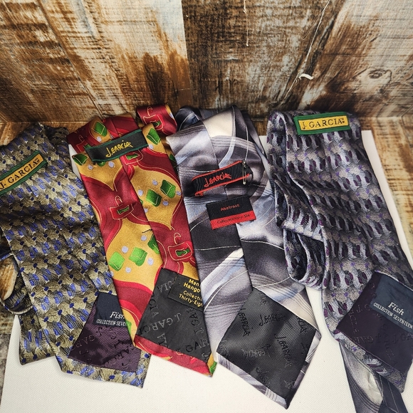 Jerry Garcia Ties Lot of 4 Psychedelic Art Grateful Dead Abstract Fish Menthe - Picture 8 of 11